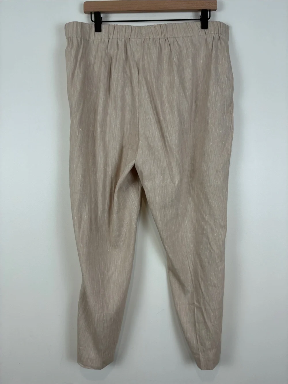 NWT J. Jill Linen Stretch Pants Women’s Large Light Beige Button Ankle Work Wear